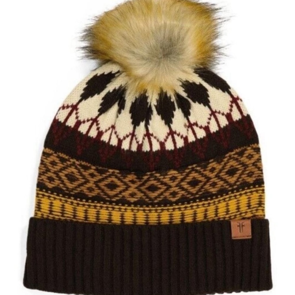 Frye Fair Isle Cuff Beanie With Pom NWOT